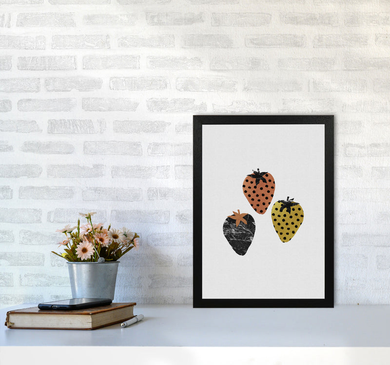 Strawberries Print By Orara Studio, Framed Kitchen Wall Art A3 White Frame
