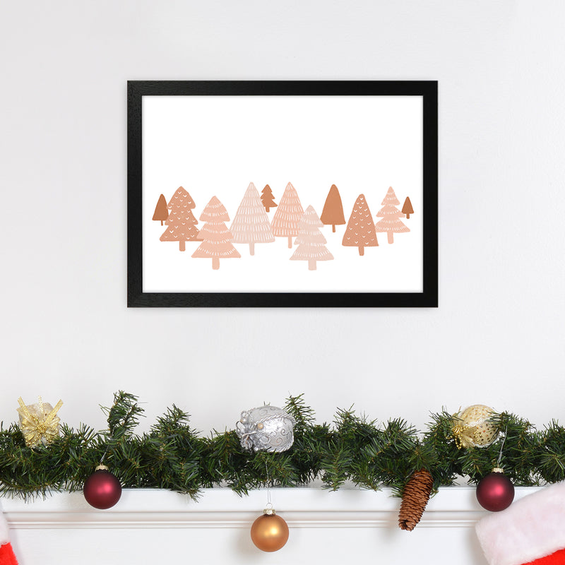 Blush Winter Trees Christmas Art Print by Orara Studio A3 White Frame