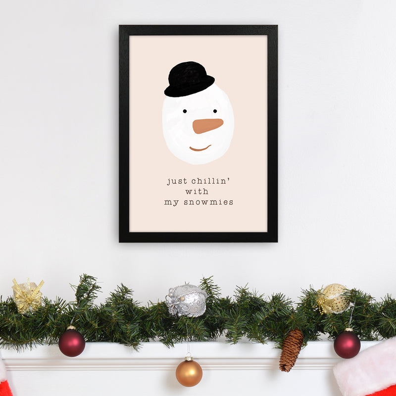 Chilling With My Snowmies Christmas Art Print by Orara Studio A3 White Frame