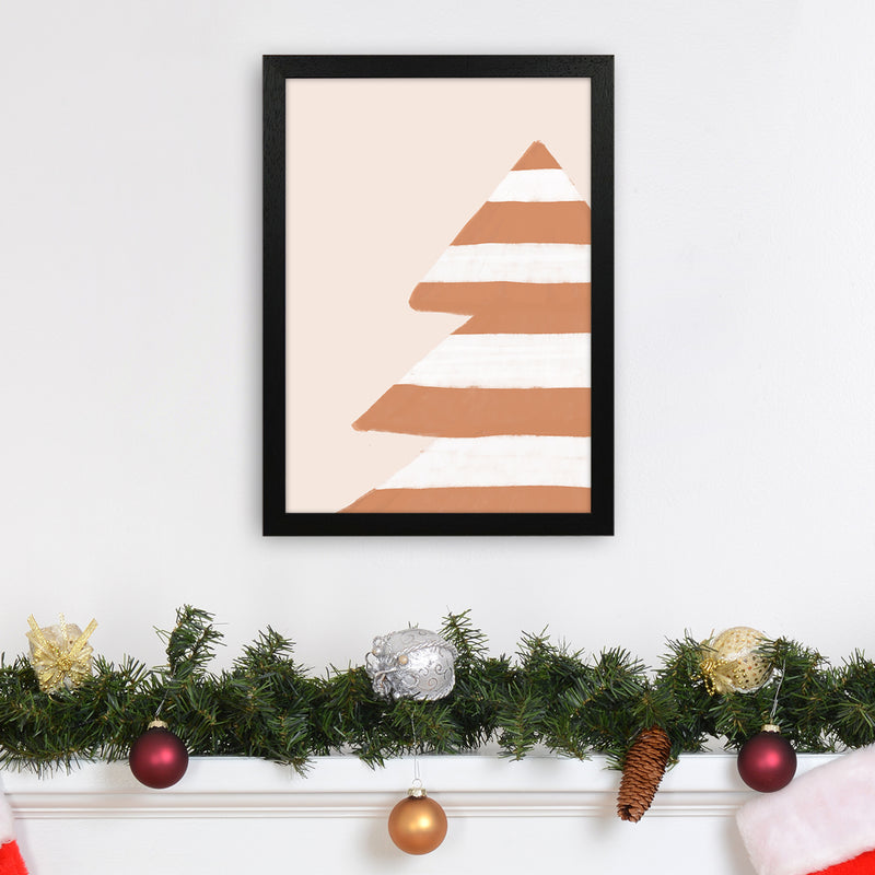 Stripey Xmas Tree Christmas Art Print by Orara Studio A3 White Frame