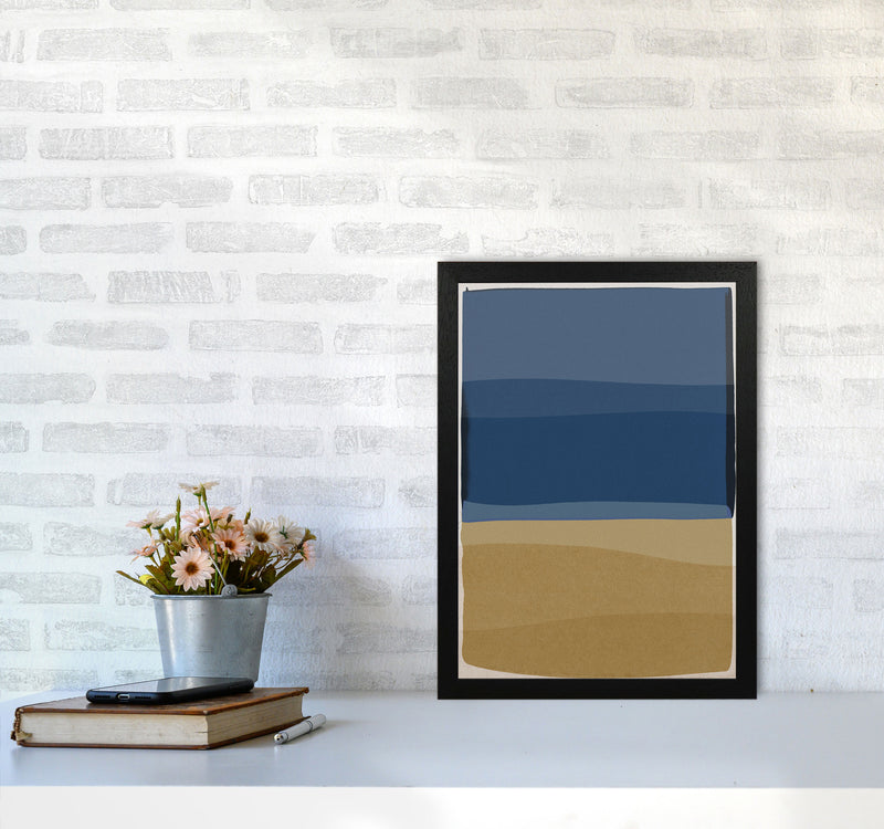 Modern Blue and Brown Abstract Art Print by Orara Studio A3 White Frame