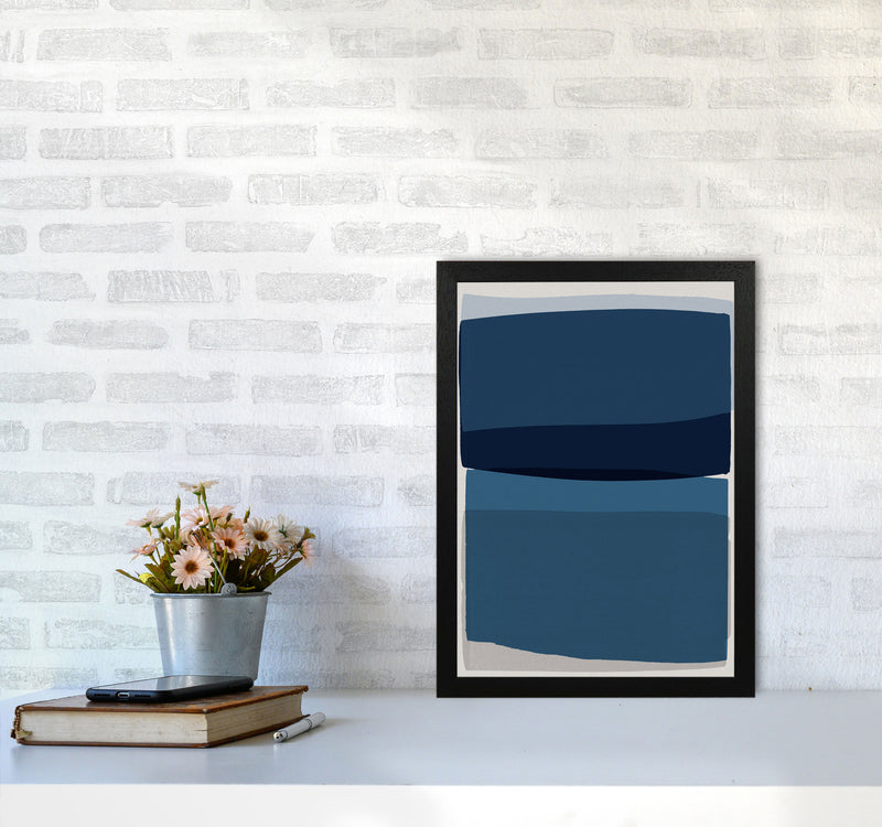 Modern Blue Abstract Art Print by Orara Studio A3 White Frame
