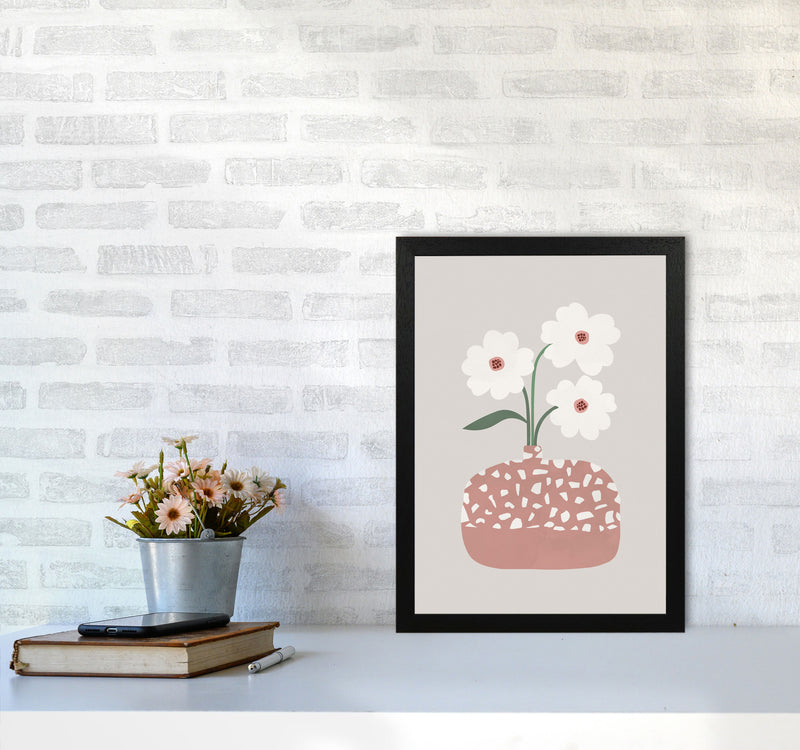 Terrazzo & Flowers Art Print by Orara Studios A3 White Frame