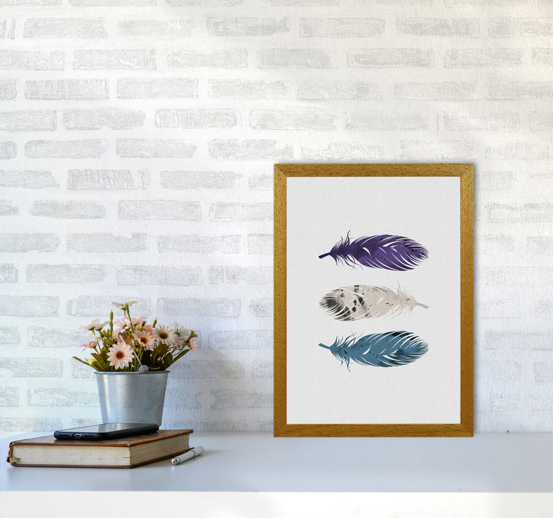 Blue, Purple & White Feathers Print By Orara Studio A3 Print Only