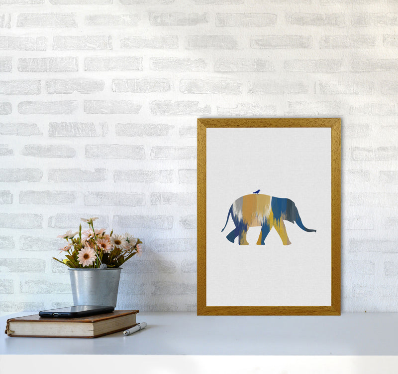 Elephant Blue & Yellow Print By Orara Studio Animal Art Print A3 Print Only