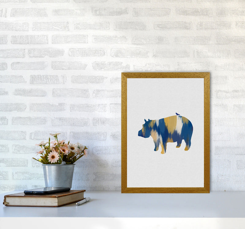Hippo Blue & Yellow Print By Orara Studio Animal Art Print A3 Print Only