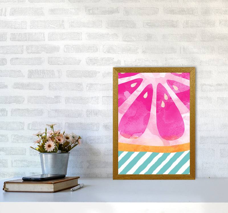Pink Grapefruit Abstract Print By Orara Studio, Framed Kitchen Wall Art A3 Print Only