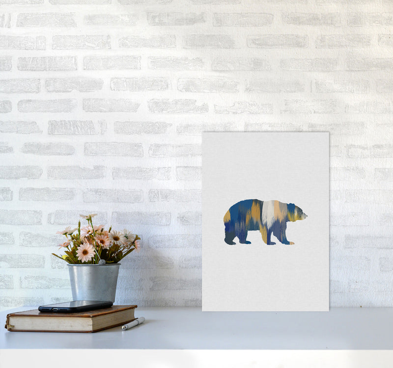 Bear Blue & Yellow Animal Art Print By Orara Studio Animal Art Print A3 Black Frame
