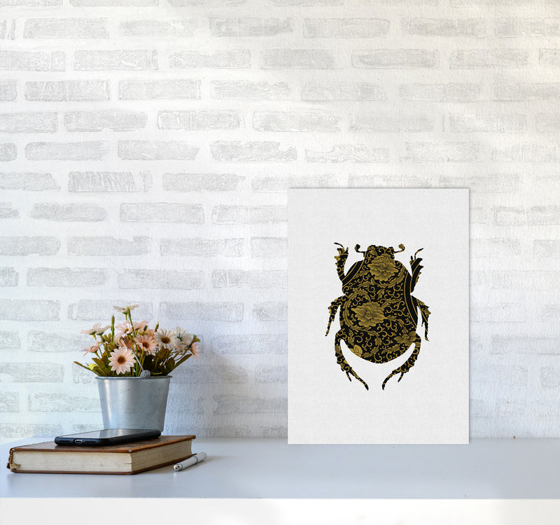 Black And Gold Beetle I Print By Orara Studio Animal Art Print A3 Black Frame