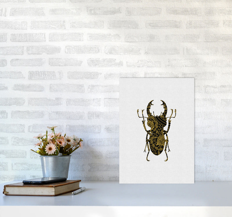 Black And Gold Beetle II Print By Orara Studio Animal Art Print A3 Black Frame