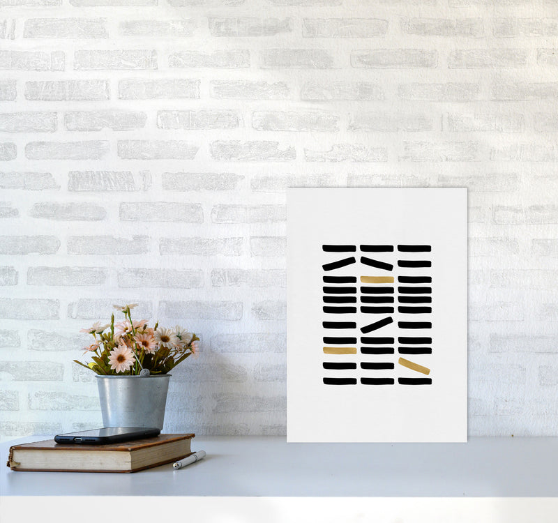 Black And Gold Abstract Print By Orara Studio A3 Black Frame