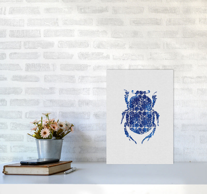 Blue Beetle I Print By Orara Studio Animal Art Print A3 Black Frame