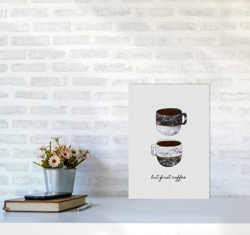 But First Coffee II Print By Orara Studio, Framed Kitchen Wall Art A3 Black Frame