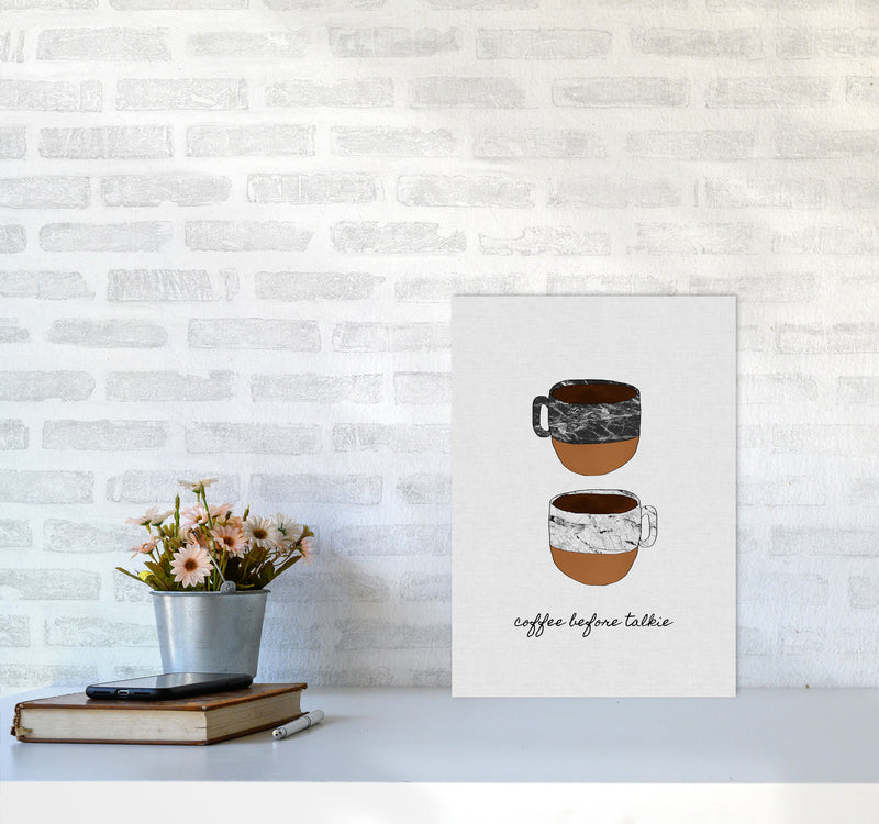 Coffee Before Talkie Print By Orara Studio, Framed Kitchen Wall Art A3 Black Frame