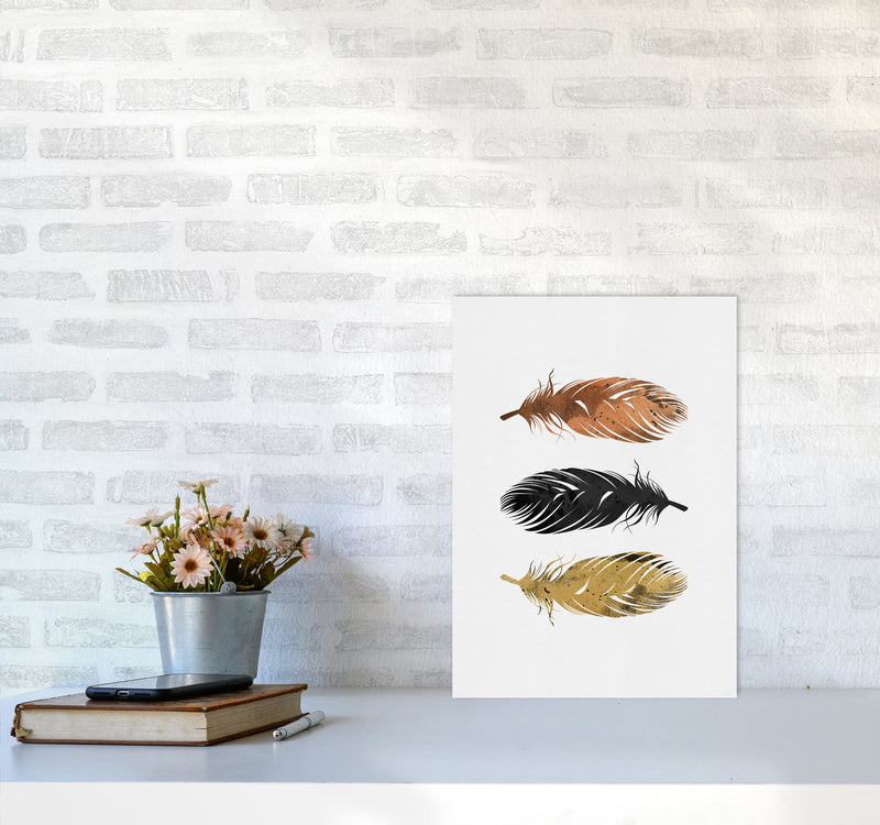 Feathers Print By Orara Studio, Framed Botanical & Nature Art Print A3 Black Frame