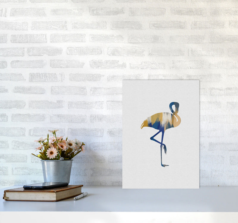 Flamingo Blue & Yellow Print By Orara Studio Animal Art Print A3 Black Frame