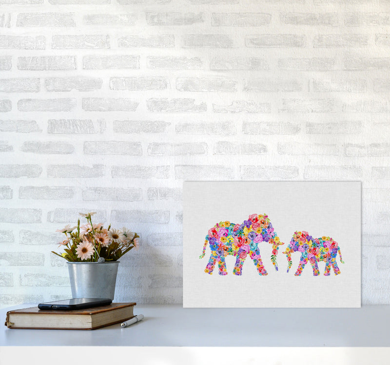 Floral Elephants Print By Orara Studio Animal Art Print A3 Black Frame