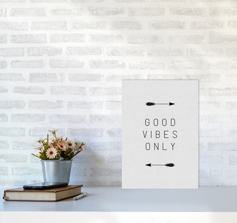 Good Vibes Only Arrow Quote Print By Orara Studio A3 Black Frame