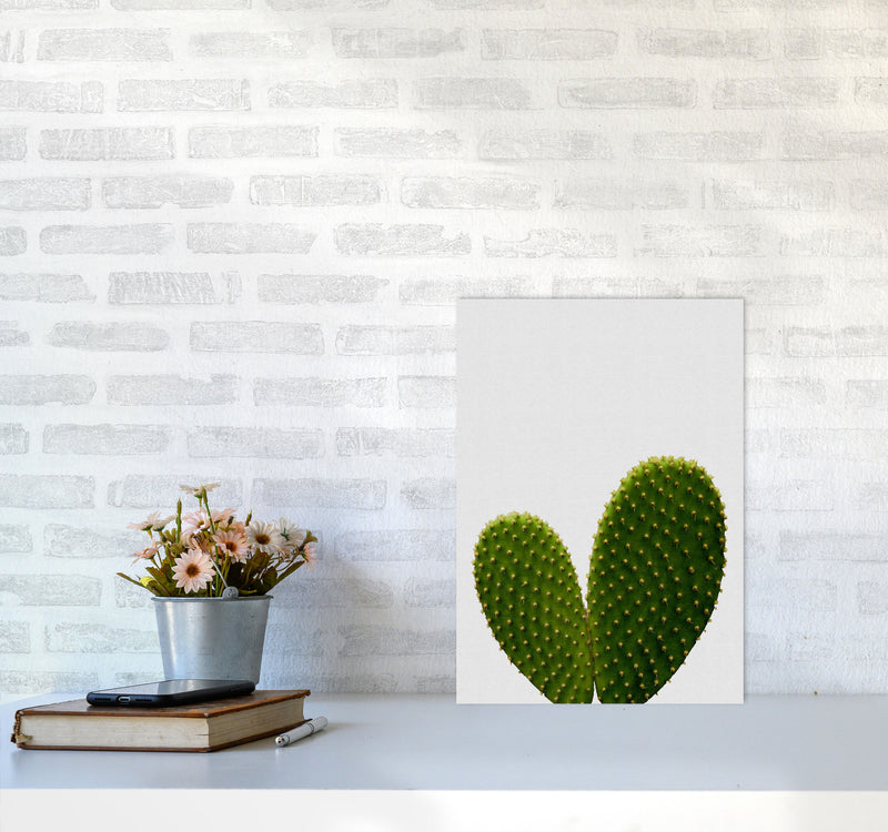 Heart Cactus Print By Orara Studio, Framed Botanical & Nature Art Print A3 Black Frame