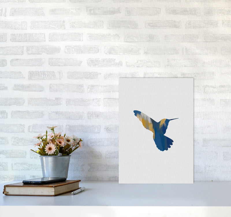 Hummingbird Blue & Yellow II Print By Orara Studio Animal Art Print A3 Black Frame