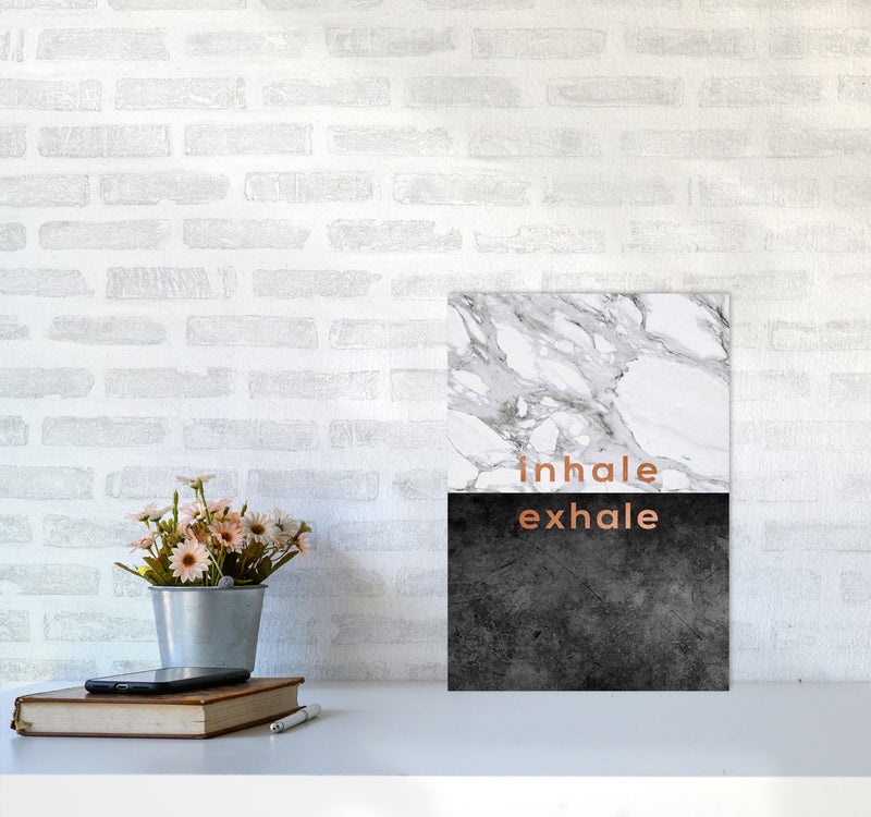 Inhale Exhale Copper Quote Print By Orara Studio A3 Black Frame