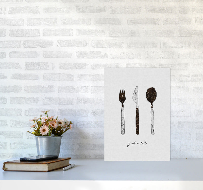 Just Eat It Print By Orara Studio, Framed Kitchen Wall Art A3 Black Frame