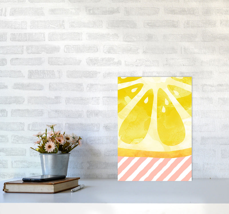 Lemon Abstract Print By Orara Studio, Framed Kitchen Wall Art A3 Black Frame