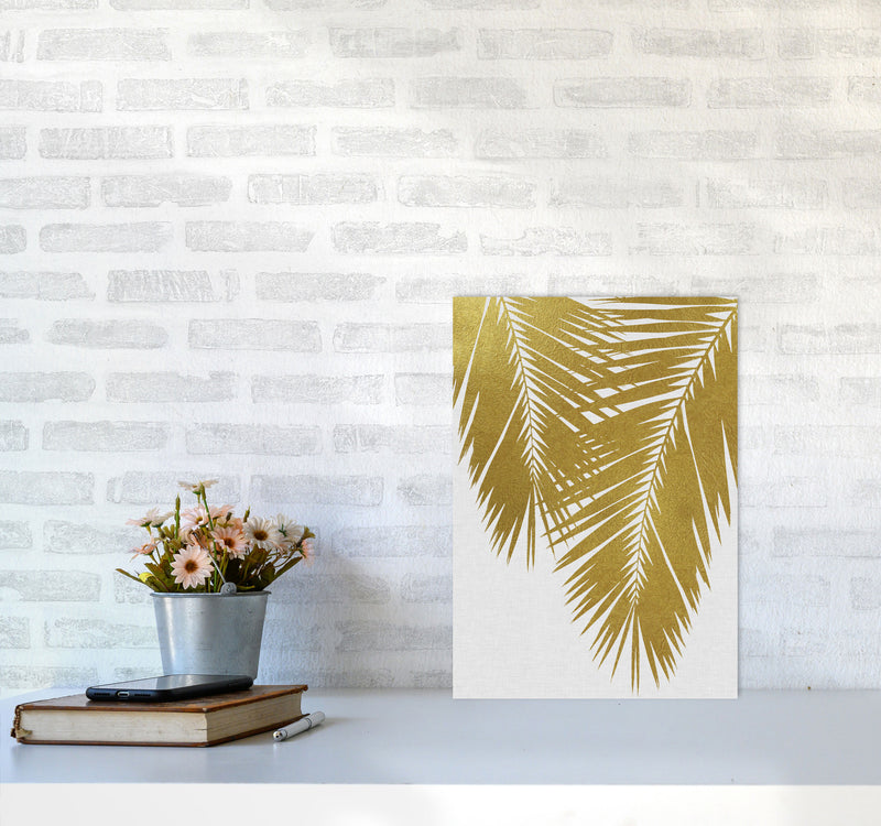 Palm Leaf Gold II Print By Orara Studio, Framed Botanical & Nature Art Print A3 Black Frame