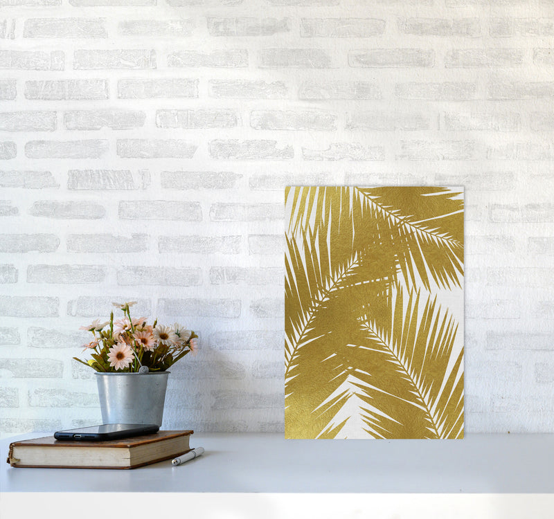 Palm Leaf Gold III Print By Orara Studio, Framed Botanical & Nature Art Print A3 Black Frame