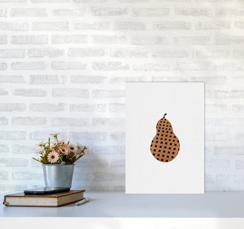 Pear Fruit Illustration Print By Orara Studio, Framed Kitchen Wall Art A3 Black Frame