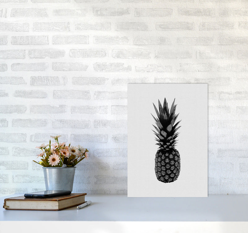 Pineapple Black & White Print By Orara Studio, Framed Kitchen Wall Art A3 Black Frame