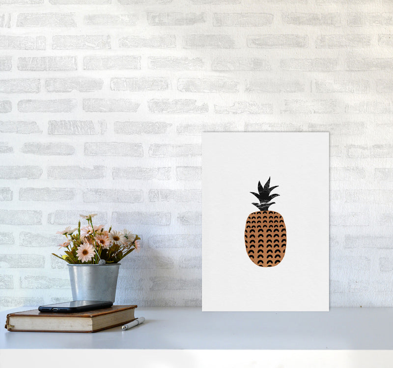 Pineapple Fruit Illustration Print By Orara Studio, Framed Kitchen Wall Art A3 Black Frame