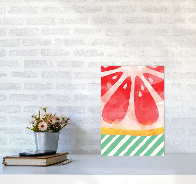 Red Grapefruit Abstract Print By Orara Studio, Framed Kitchen Wall Art A3 Black Frame