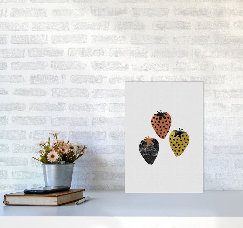 Strawberries Print By Orara Studio, Framed Kitchen Wall Art A3 Black Frame