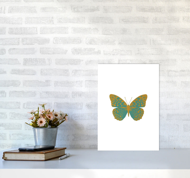 Teal Butterfly Print By Orara Studio Animal Art Print A3 Black Frame
