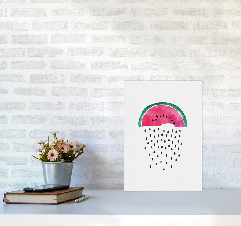 Watermelon Rain Print By Orara Studio, Framed Kitchen Wall Art A3 Black Frame