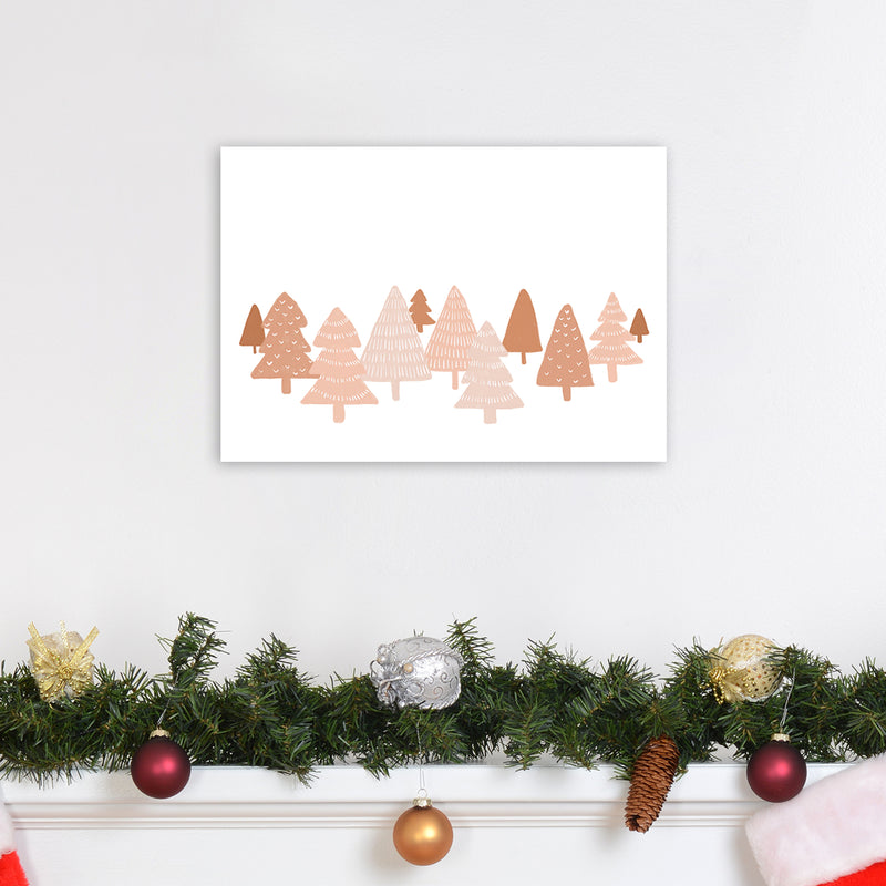 Blush Winter Trees Christmas Art Print by Orara Studio A3 Black Frame