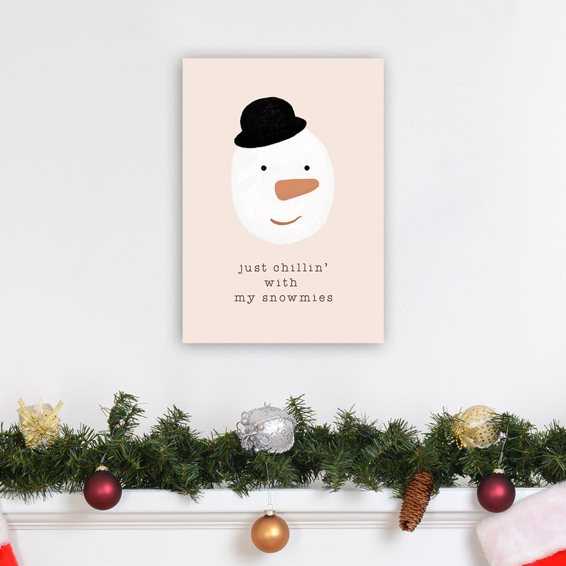 Chilling With My Snowmies Christmas Art Print by Orara Studio A3 Black Frame