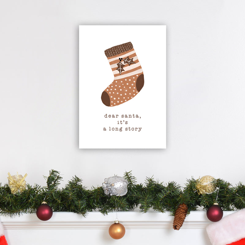 Dear Santa It's A Long Story Christmas Art Print by Orara Studio A3 Black Frame