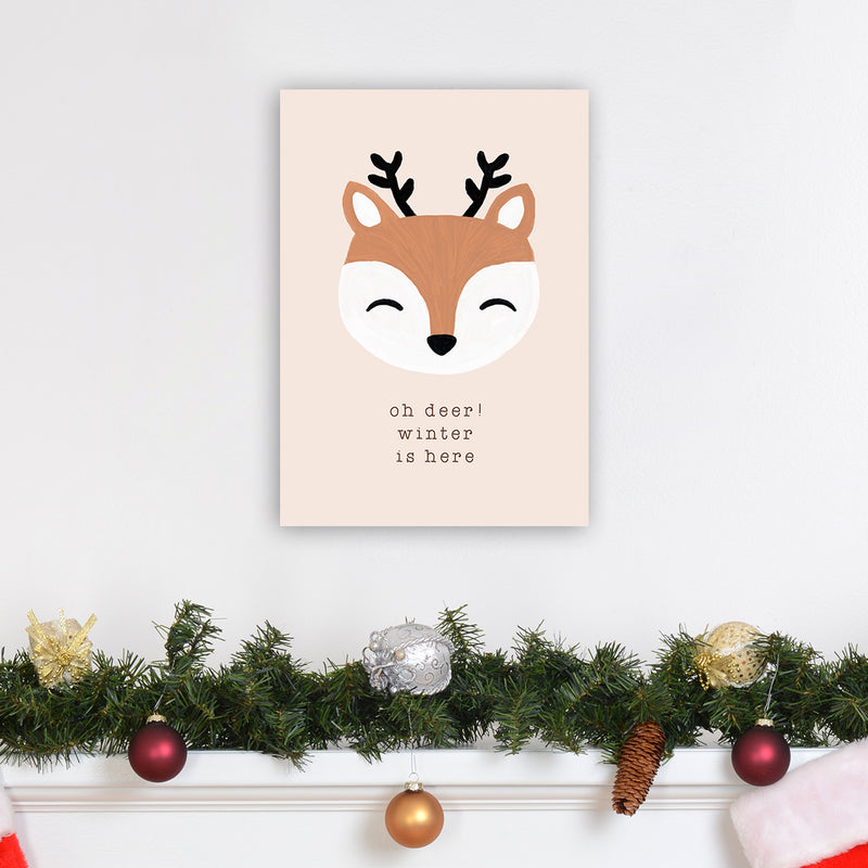 Oh Deer Winter Is Here Christmas Art Print by Orara Studio A3 Black Frame