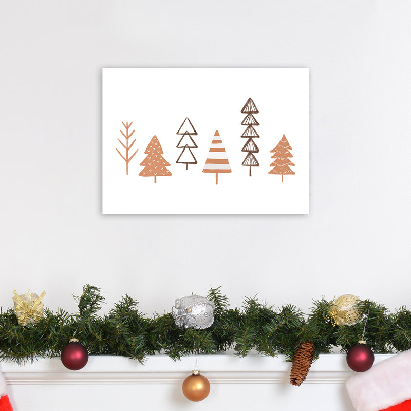 Winter Trees Illustration Christmas Art Print by Orara Studio A3 Black Frame