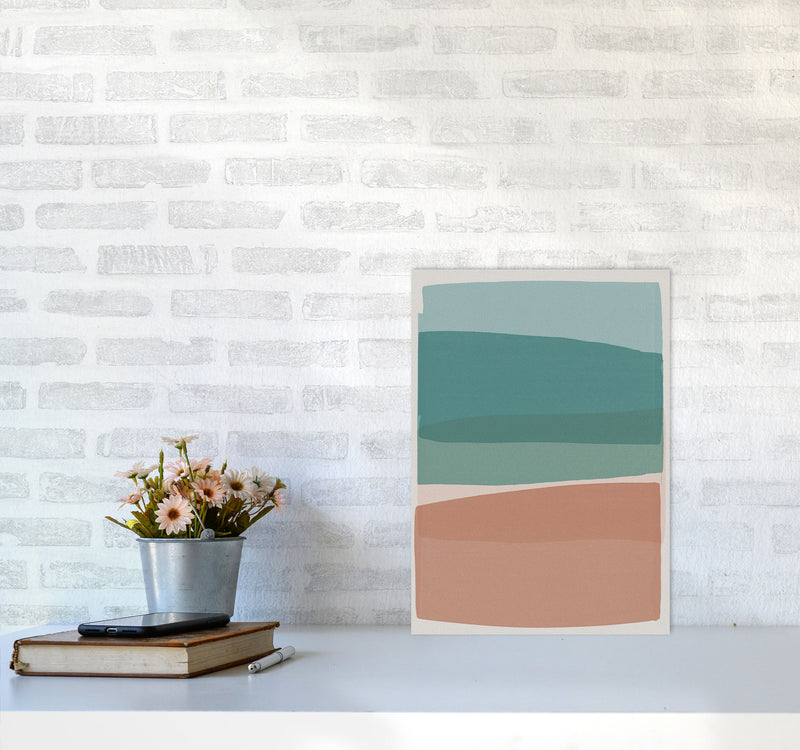 Modern Turquoise and Pink Abstract Art Print by Orara Studio A3 Black Frame