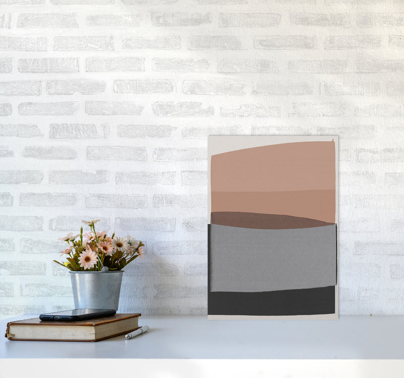 Modern Pink and Grey Abstract Art Print by Orara Studio A3 Black Frame