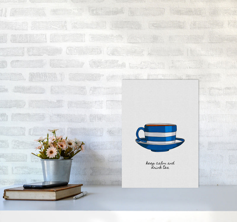 Keep Calm & Drink Tea Quote Art Print by Orara Studio A3 Black Frame