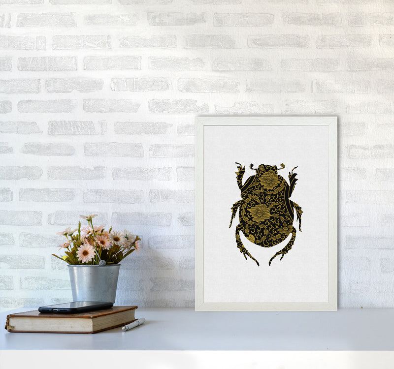 Black And Gold Beetle I Print By Orara Studio Animal Art Print A3 Oak Frame