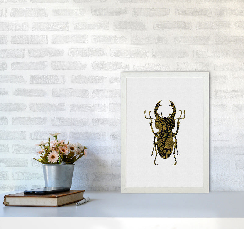 Black And Gold Beetle II Print By Orara Studio Animal Art Print A3 Oak Frame