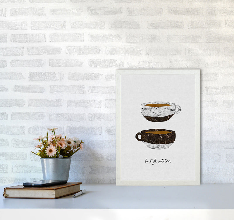 But First Tea Print By Orara Studio, Framed Kitchen Wall Art A3 Oak Frame