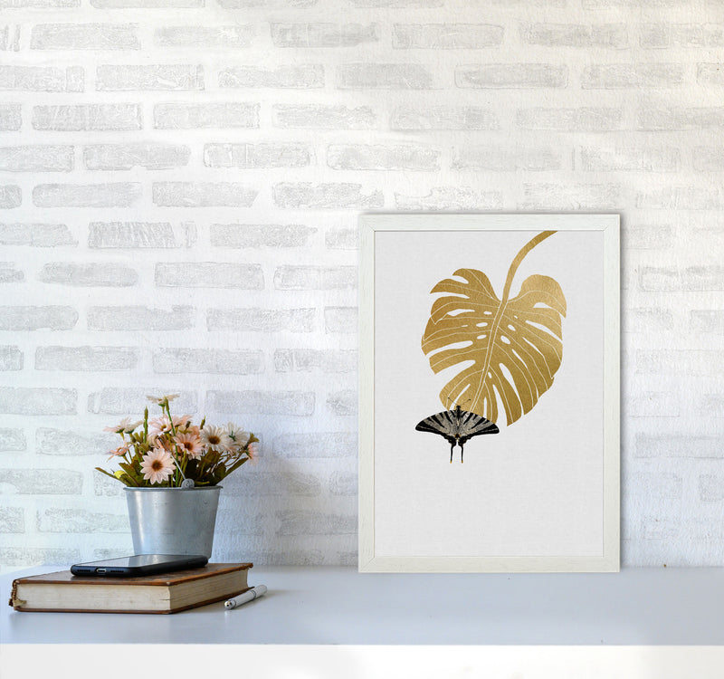 Butterfly & Monstera Leaf Print By Orara Studio A3 Oak Frame