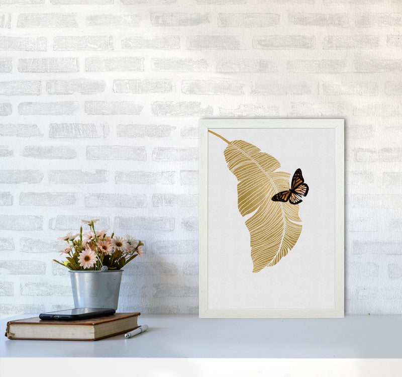 Butterfly & Palm Leaf Print By Orara Studio A3 Oak Frame