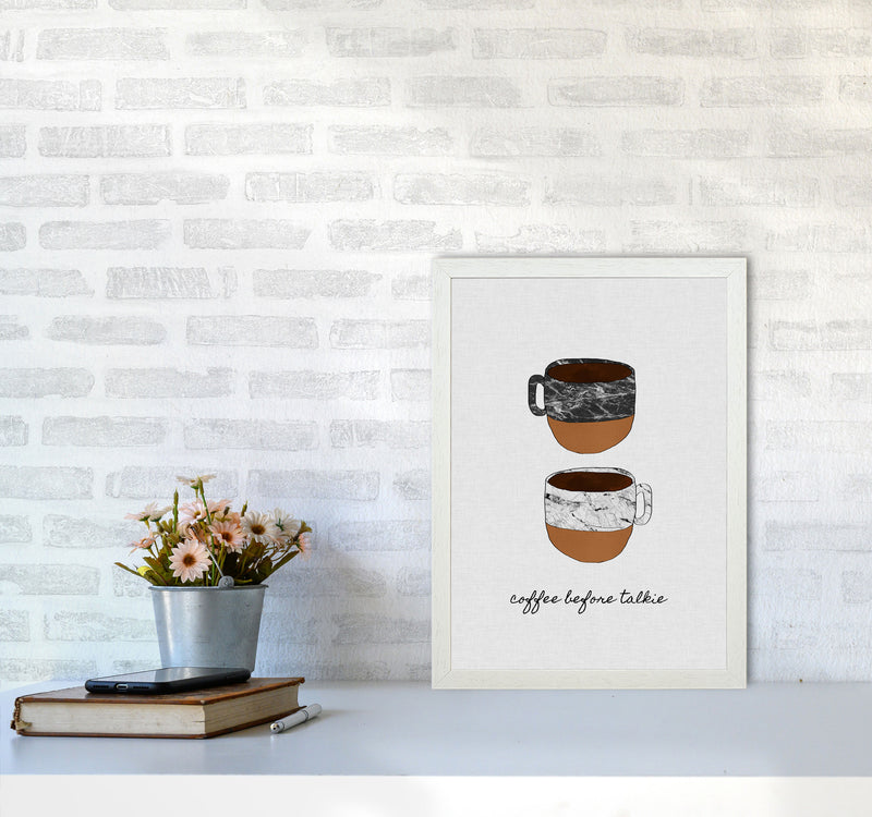 Coffee Before Talkie Print By Orara Studio, Framed Kitchen Wall Art A3 Oak Frame